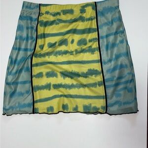 SHEIN Green Tropical Tie-Dye Pattern Skirt